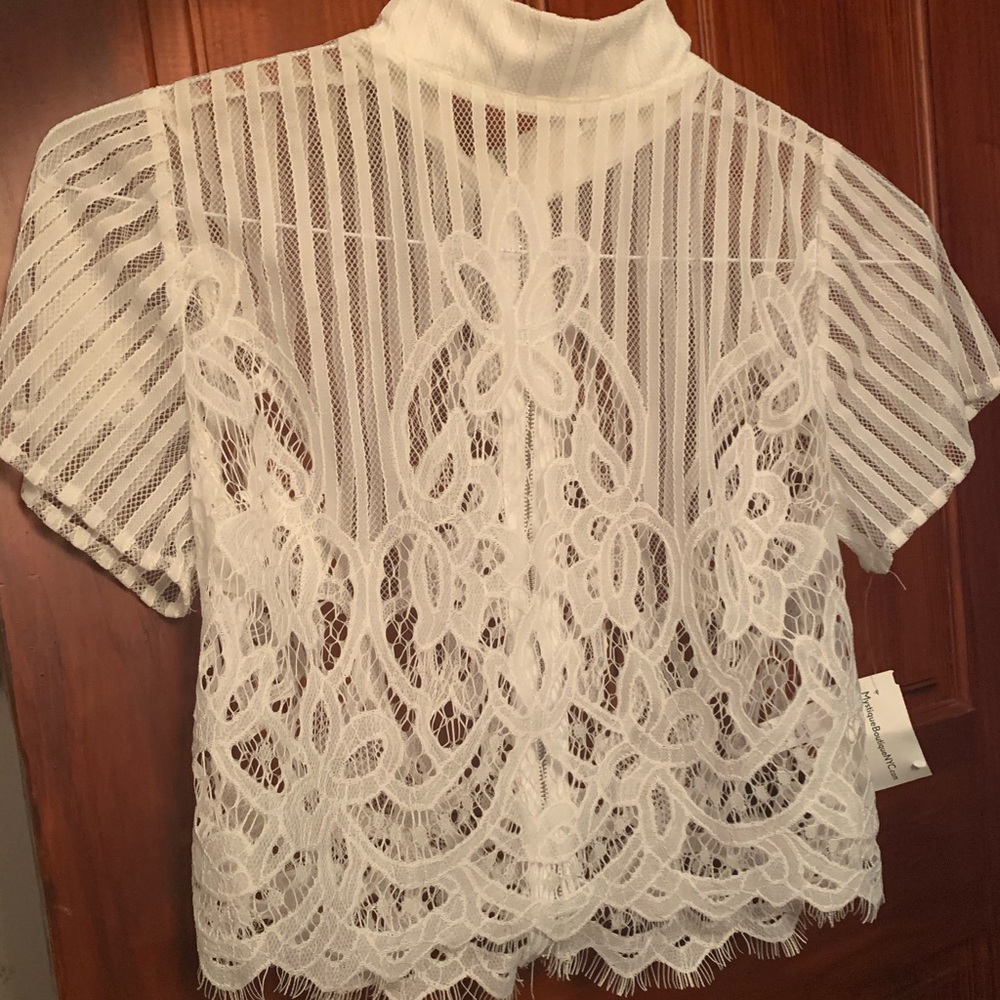 White lace crop top